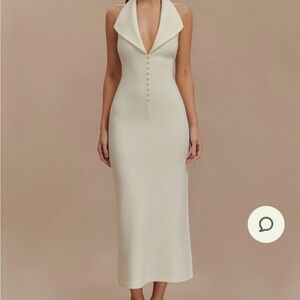 Meshki Annita Crepe Halter Midi Dress